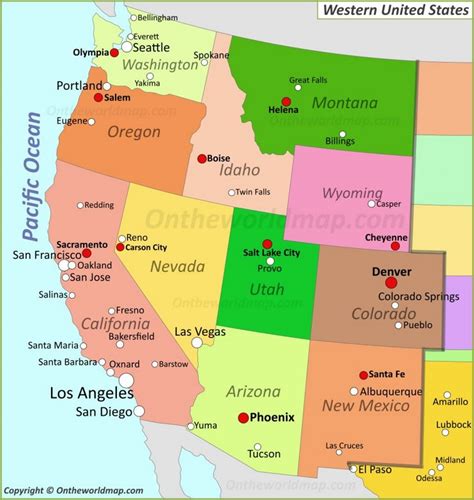 Western United States Map Printable