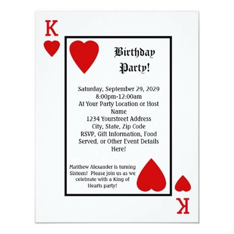 25,000+ vectors, stock photos & psd files. Playing Card King Hearts Birthday Party Invitation | Zazzle