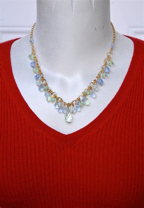 Cookie Lee Faceted Glass Bead Necklace Vintage Etsy Faceted Glass