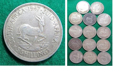 Five Shillings Union Of Sa 14 Silver Crowns Of 1947 Bid Per Coin To