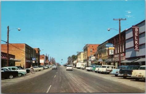 Vintage Raeford North Carolina Postcard Main Street Downtown Scene