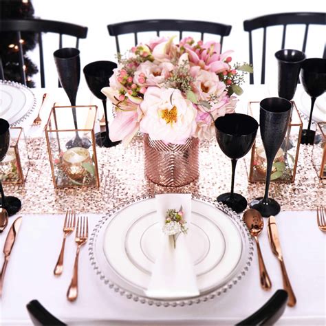 With all those big platters of turkey, stuffing and vegetables, plus other sides and desserts, it doesn't take long for the dining table to get cluttered. Rose Gold Copper Black Silver Christmas Sequin Table ...