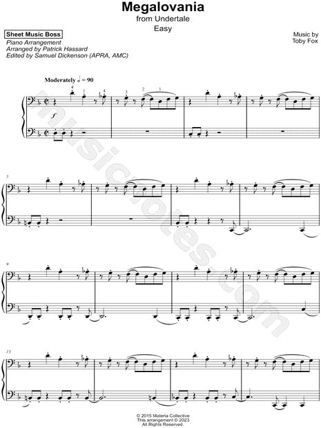 Sheet Music Boss "Megalovania [easy]" Sheet Music (Piano Solo) in F