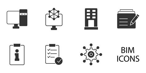 Building Information Modeling Icons Set Building Information Modeling