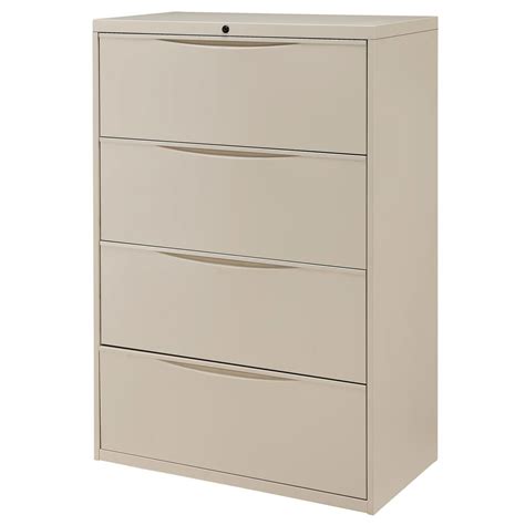 Locking drawers with ball bearing slide suspension. 36"W Premium Lateral File Cabinet, 4 Drawer, Putty ...