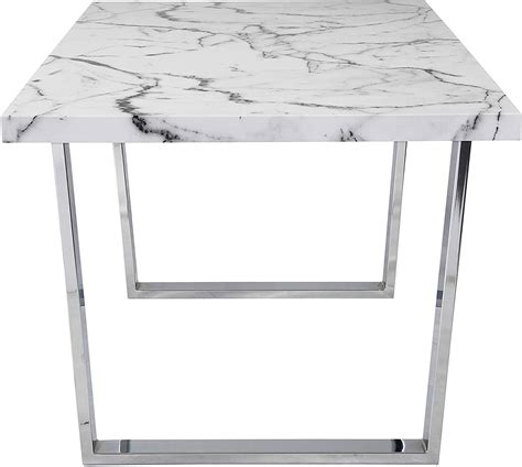 Biasca 6 Seater High Gloss Marble Effect Dining Table With Silver