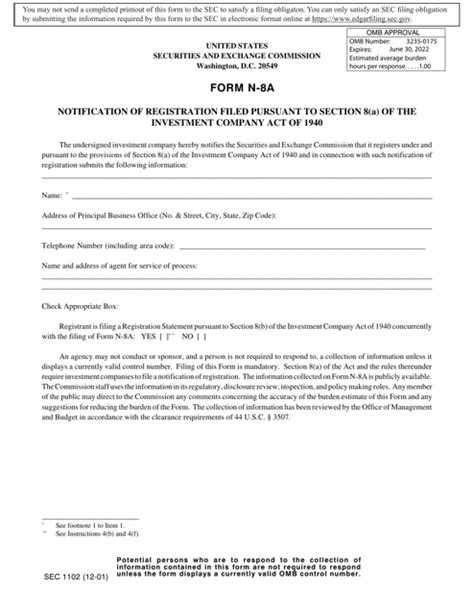 Form N 8a Sec Form 1102 Fill Out Sign Online And Download