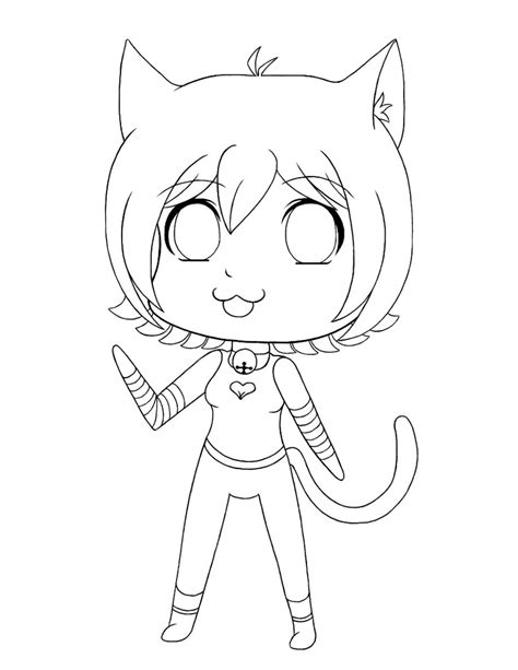 Chibi Cat Girl Lineart By Nekojin09 On Deviantart