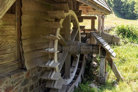 Wooden Wheel Of An Old Water Mill Black Forest Glottertal Baden