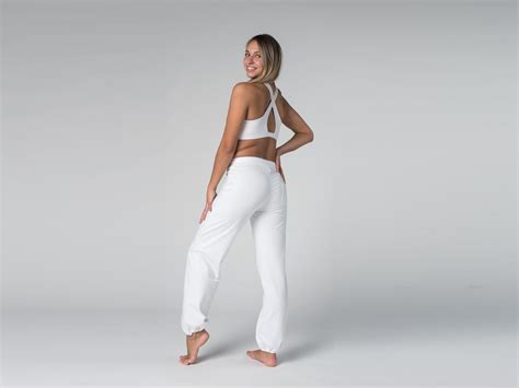 Pantalon de yoga Param 95 coton Bio et 5 Lycra Blanc Vêtements de
