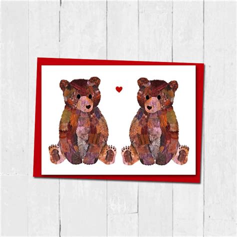 Bear Valentines Day Card Bear Love Card Bear Cub Card Teddy Etsy Uk