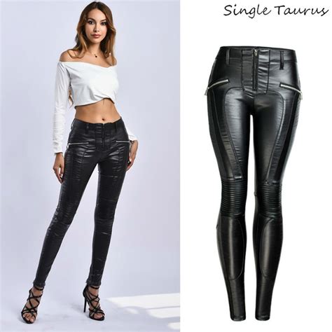 Sexy Pu Black Pants Women Europe And America Skinny Faux Leather Pants