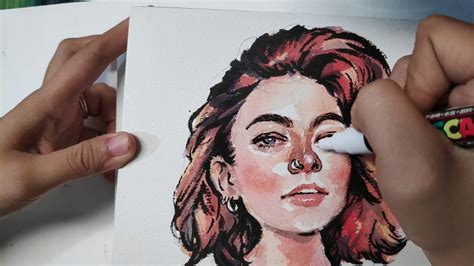 Full Process Watercolor And Brush Pen Portrait For Redditgetsdrawn