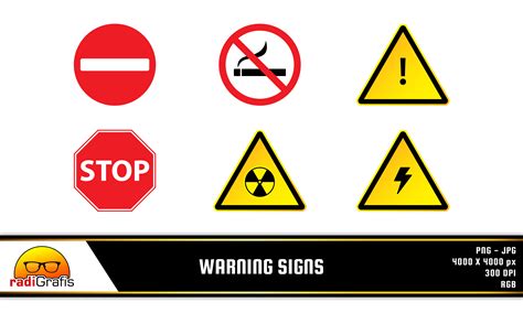 Warning Signs Clipart Graphic By Radigrafis · Creative Fabrica