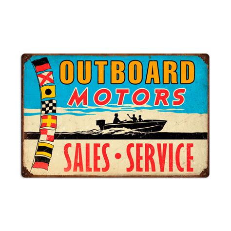Outboard Motors Vintage Sign Garage Art