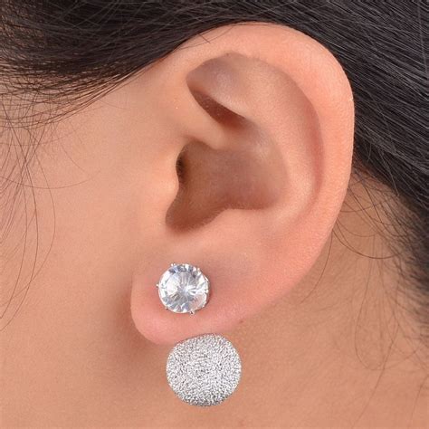 Rhinestone Crystal Beads Double Sided Earring Two Ball Ear Stud