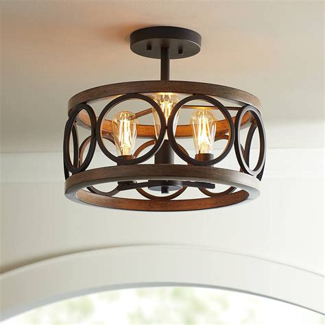 Buy Salima Rustic Farmhouse Ceiling Light Semi Flush Mount Fixture Led