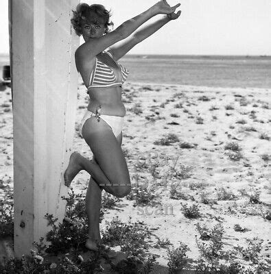 1960s Negative Sexy Pinup Girl In Bikini At The Beach Cheesecake