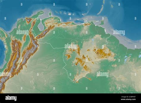 Extended Area Of Venezuela With Country Outline International And