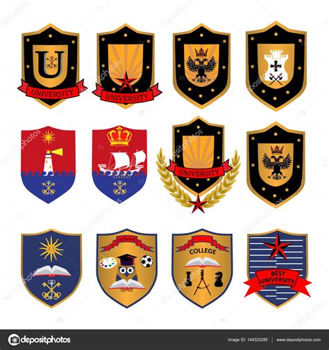 Set Of University And College School Emblems Stock Vector Image By
