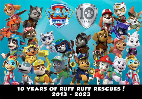 Paw Patrol 10th Anniversary Celebration Poster By Platinumshrineart