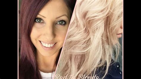 Getting from red hair to blonde or platinum can take some work, but with patience you can do it at home. Bleaching my Red Hair to Blonde! - YouTube