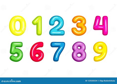 Colorful Kid Font Numbers Vector Illustration Isolated On White Stock