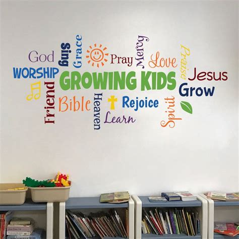 Growing Kids Word Collage Vinyl Wall Decal Sunday School Church
