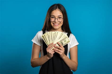Satisfied Happy Excited Girl Showing Money Us Stock Photo Image Of