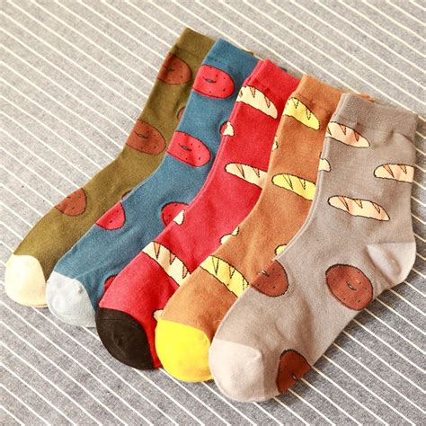 New Arrival Cool Woman Spring Food Patterned Cotton Socks Funny
