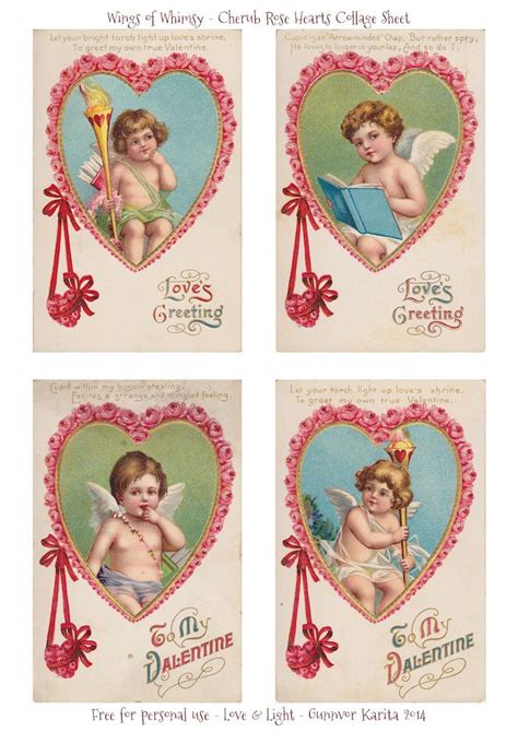 1909 cherub rose hearts free printable vintage valentine cards valentines printables