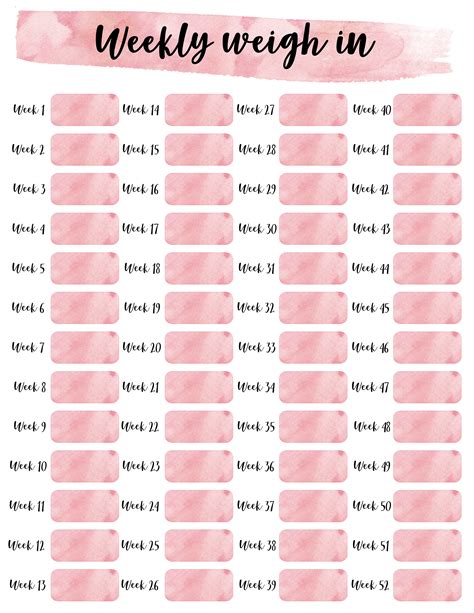 free printable weight loss charts