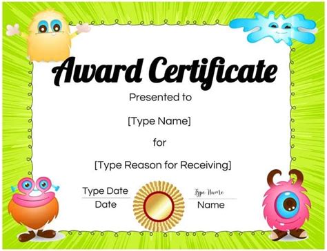 Free Custom Certificates For Kids Customize Online And Print At Home