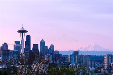 Downtown Seattle Sunrise Cityscape Stock Photo Image Of Emerald