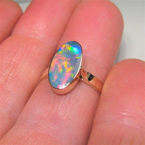 28g Sz 7 14k Natural Precious Australian Opal Ring Opal Rings