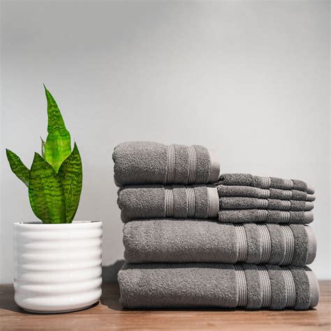 8 Piece Towel Set Bamboo Charcoal Truly Lou