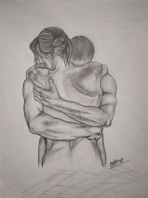 Hugging Couple Pencil Sketch Romantic Drawing Easy Drawings Sketches