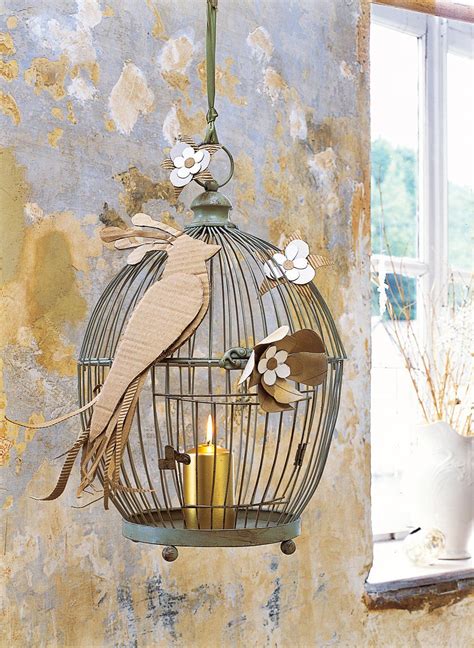 Photophore Dans Une Cage Oiseau D Cor D Un Oiseau Et De Fleurs En