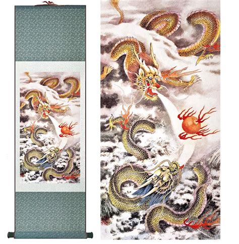 Top Qualtiy Dragon Painting Dragons Playing The Fire Ball Chinese