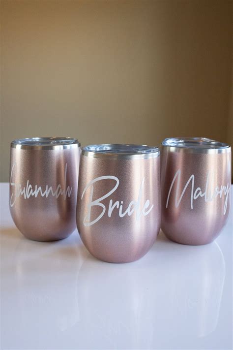 Rose Gold Wine Tumbler Personalized Stainless Steel Cup Etsy