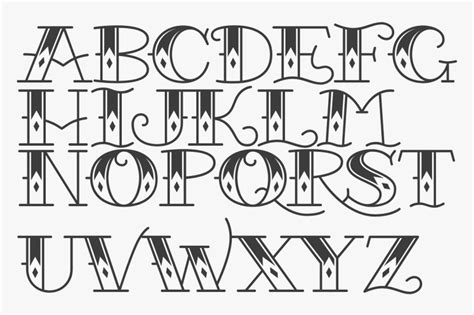 Traditional Tattoo Script Alphabet