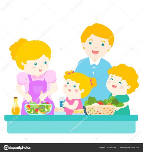 Familia juntos teniendo comida ilustración plana vector de dibujos animados. Dibujos: familia comiendo sano | Vector de caracteres de ...