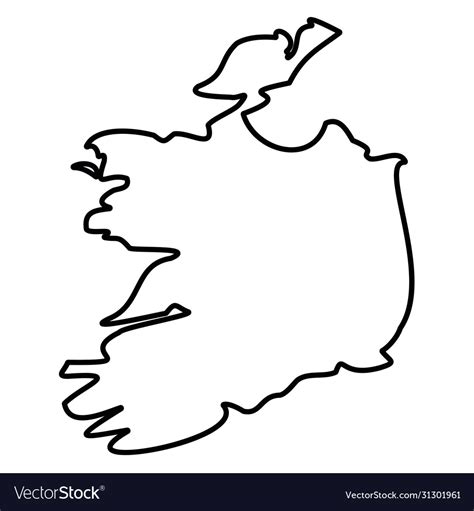 Ireland Solid Black Outline Border Map Of Vector Image
