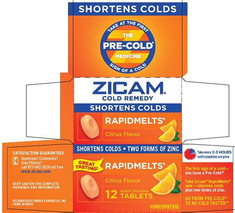 Ndc 10237 460 Zicam Cold Remedy Rapidmelts Citrus Tablet Oral Label Information Details Usage