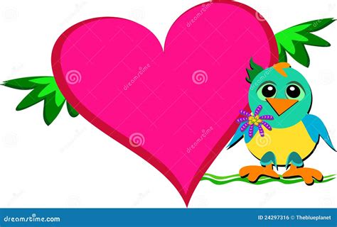 Baby Parrot With Lots Of Heart Stock Vector Illustration Of Vine
