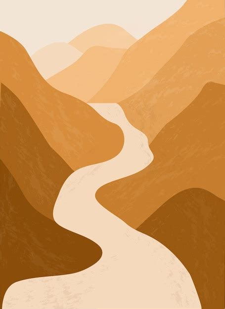 Premium Vector Mountain River Abstract Landscape Minimalism