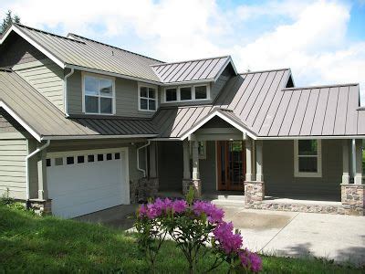 Whichever method you use, remember that your roof and landscaping. Sage Green Home w/ Grey Metal Roofing | Exterior house ...