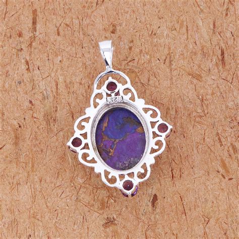 Natural Purple Turquoise Necklace Amethyst Pendant Sterling Etsy