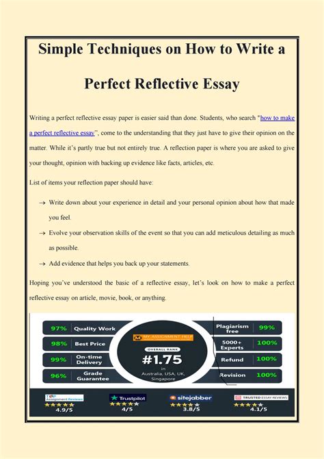 For best results, will be asking you to cooperate with your writer to. Simple Techniques on How to Write a Perfect Reflective ...