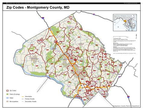Amazon Com Zip Code Wall Map Of Montgomery Village Md Zip Code Map My